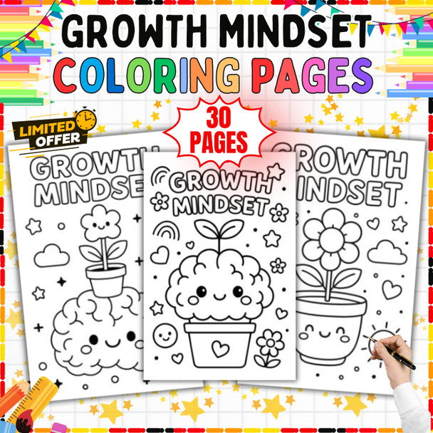 Growth Mindset Coloring Pages: 30 Printable Coloring Sheets PDF
