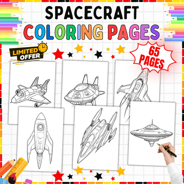 Spacecraft Coloring Pages: 65 Printable Coloring Sheets PDF