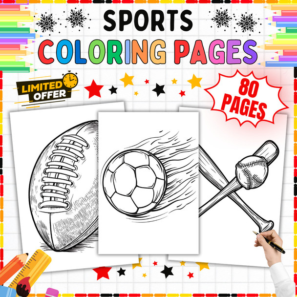 Sports Coloring Pages: 80 Equipment and Game Designs
