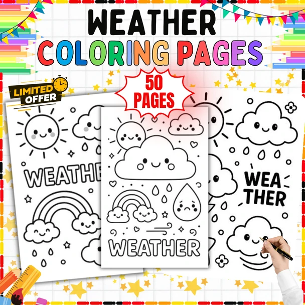 Weather Coloring Pages: 50 Sky and Season Designs
