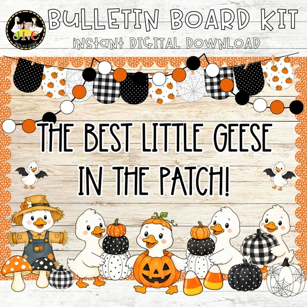 Silly Goose Fall Bulletin Board | Pumpkin Patch Halloween Classroom Decor | Thanksgiving Door Kit