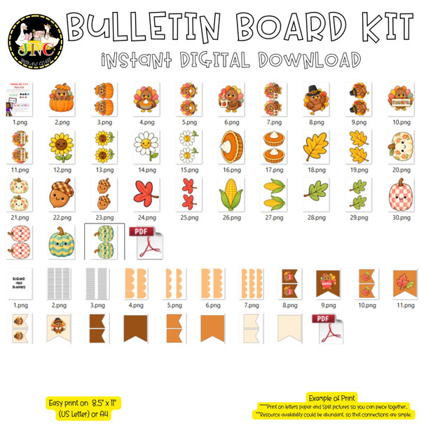 Thanksgiving Bulletin Board Kit | Thankful Turkey Classroom Decor | Printable
