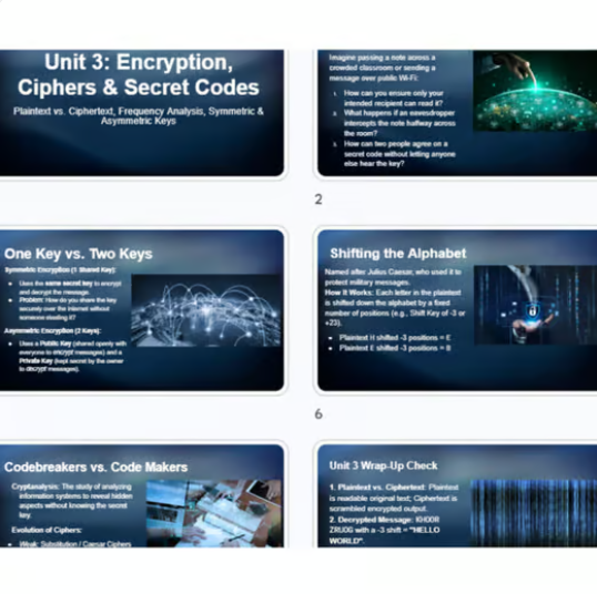 Encryption, Ciphers & Secret Codes Slides, Quiz & Vocab Expansion Pack