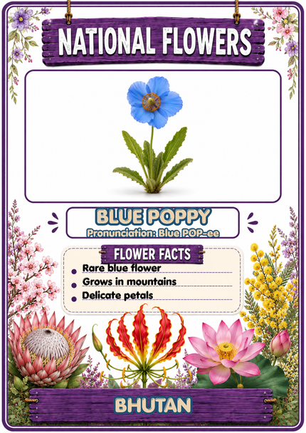 National Flowers Flashcards | 20 Printable Flower Flashcards