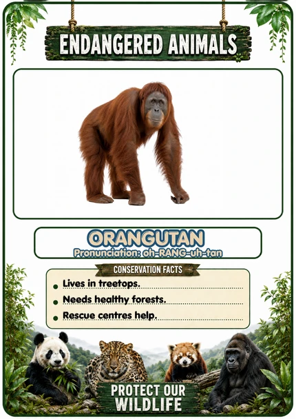 Endangered Animals of the World Flashcards 20 Printable Animal Flash Cards