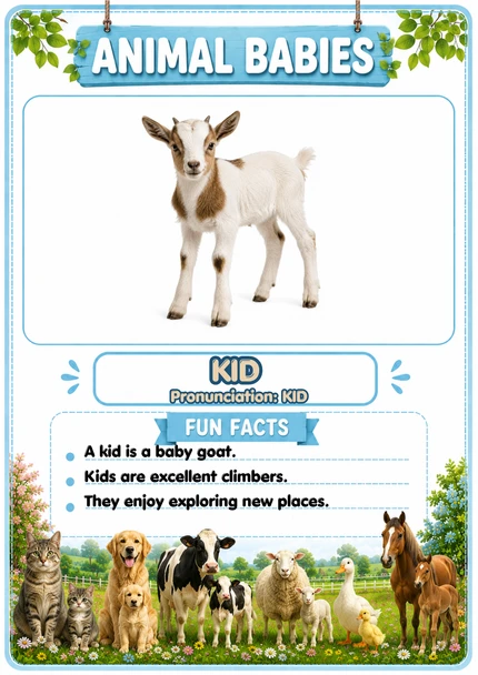 Animal Babies Flashcards 20 Printable Flashcards with Pronunciations