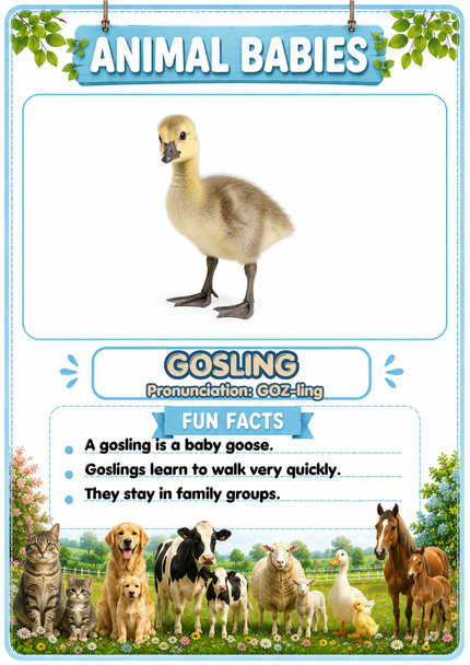 Animal Babies Flashcards 20 Printable Flashcards with Pronunciations