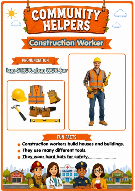 Community Helpers Flashcards | 20 Printable Occupation Cards with Pronunciation