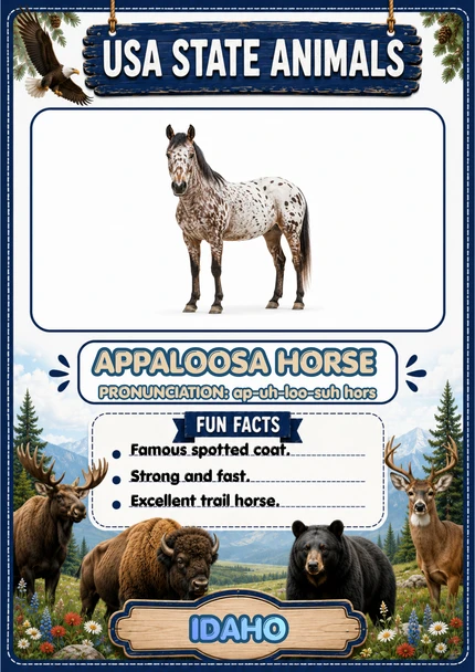 USA State Animals Flashcards 50 State Animal Cards with Pronunciation