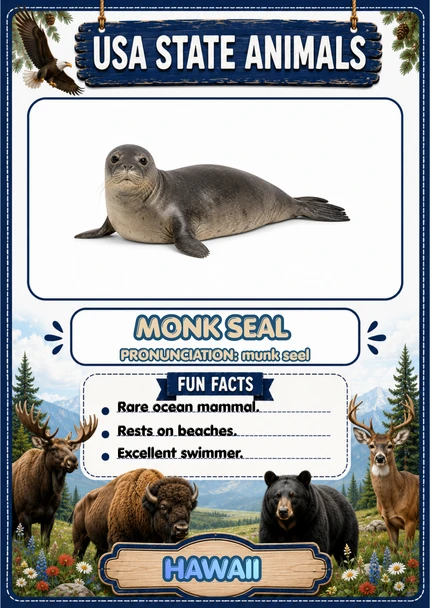 USA State Animals Flashcards 50 State Animal Cards with Pronunciation
