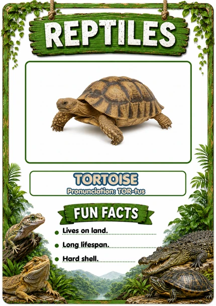 Reptiles Flashcards with Pronunciation | 20 Printable Reptile Cards