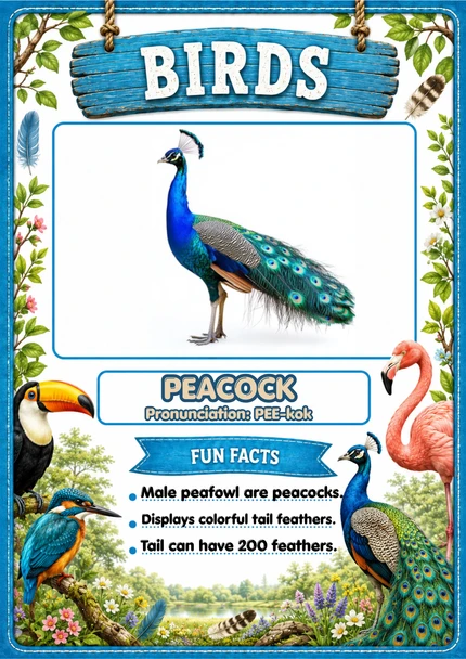 Birds Flashcards | 20 Printable Bird Flash Cards with Pronunciations