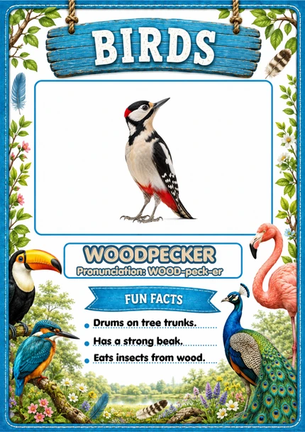 Birds Flashcards | 20 Printable Bird Flash Cards with Pronunciations