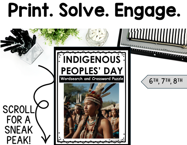 Indigenous Peoples' Day Word Search & Crossword Puzzles | October Activity | Middle School | No Prep