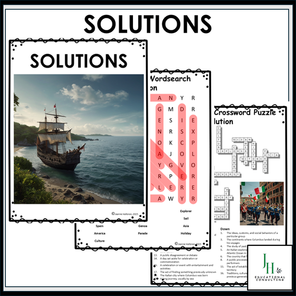 Columbus Day Word Search & Crossword Puzzles | October Activity | Middle School | No Prep