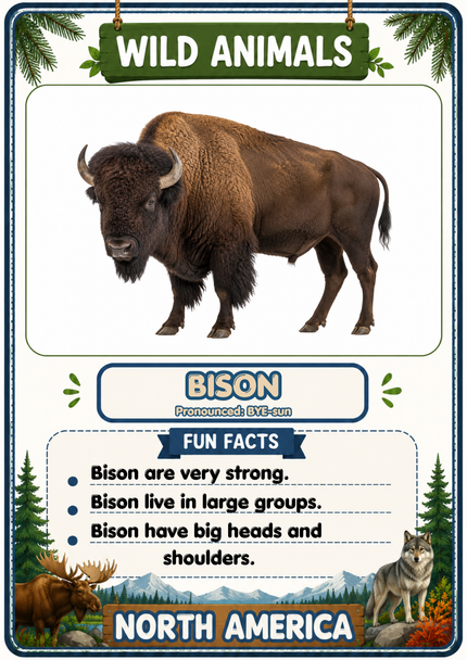 Wild Animals of North America Flashcards | 20 Printable Animal Cards
