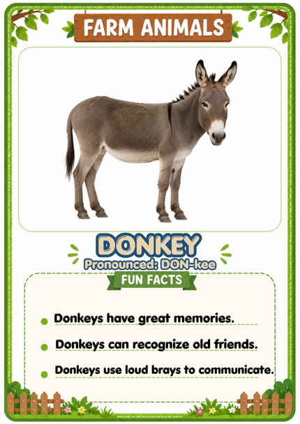 Farm Animals Flashcards 20 Printable Animal Cards with Fun Facts