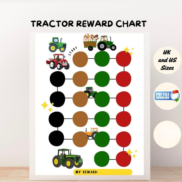 Tractor Sticker Reward Chart - Potty Training & Behavior Incentive,