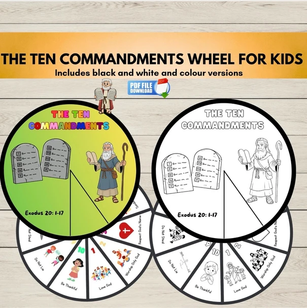 10 Commandments Wheel Spinner Craft - Bible Activity