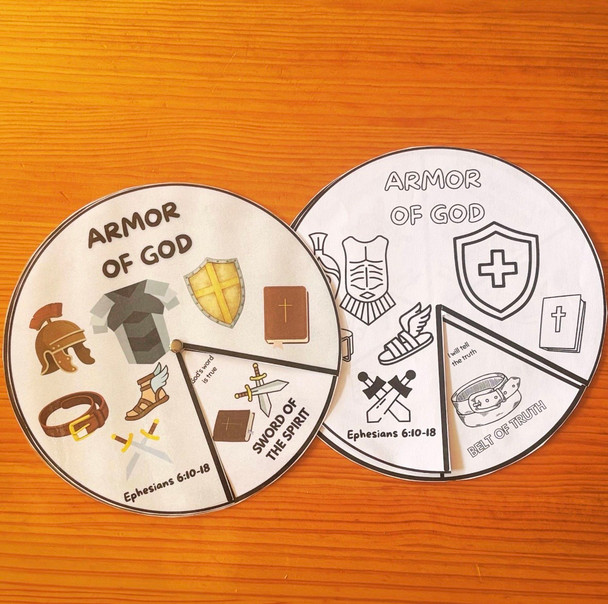 Armor of God Story Wheel Craft - Ephesians 6 Coloring Spinner