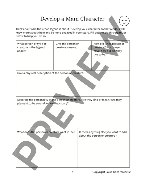Myths and Legends: Writing an Urban Legend, Printable PDF, Middle School 6th-8th