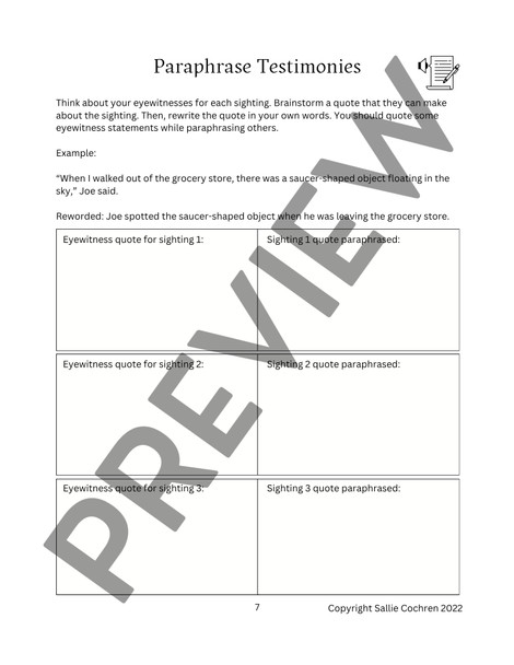 Myths and Legends: Writing an Urban Legend, Printable PDF, Middle School 6th-8th