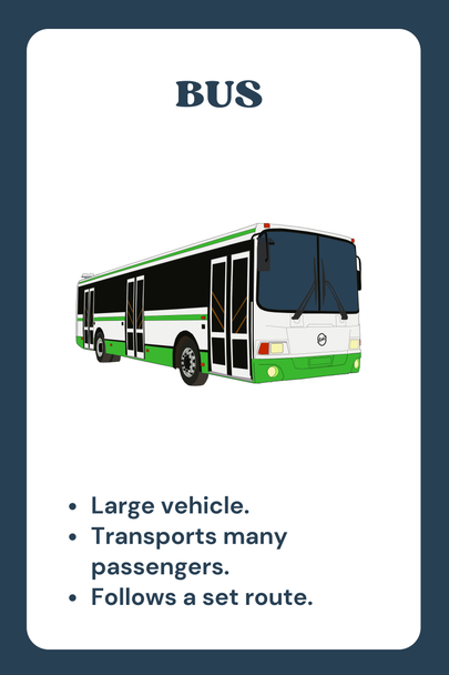 Transportation Flash Cards | Vehicles & Transport Vocabulary | Kindergarten