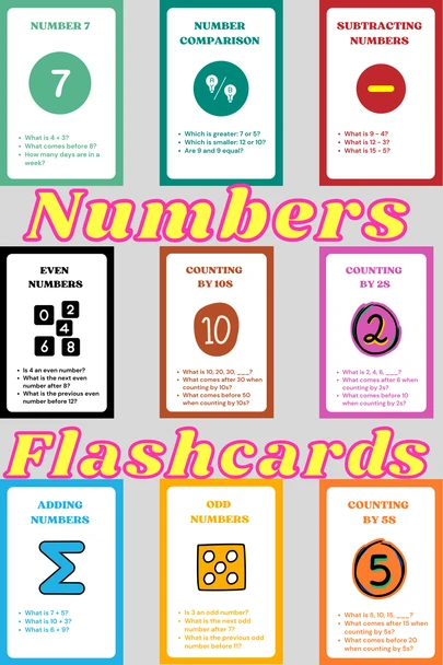 Numbers & Counting Flashcards | Math Skills, Addition, Subtraction & Place Value