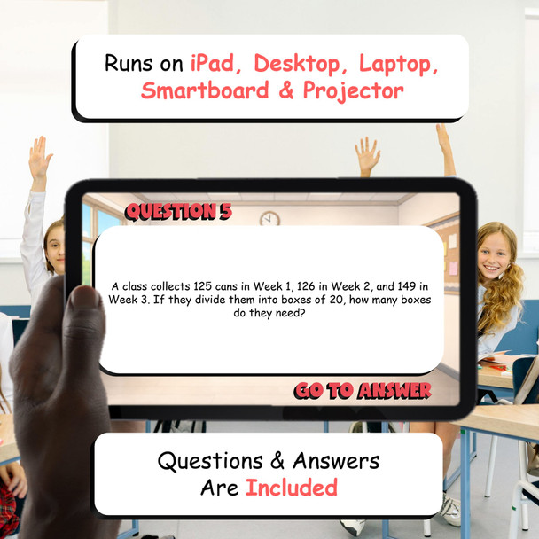 Steps in Multi Step Word Problems BUMP Math Game - No Prep Grade 5 Review