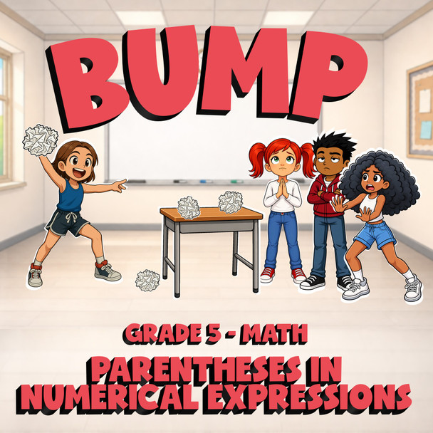 Parentheses in Numerical Expressions BUMP Math Game - No Prep Grade 5 Review