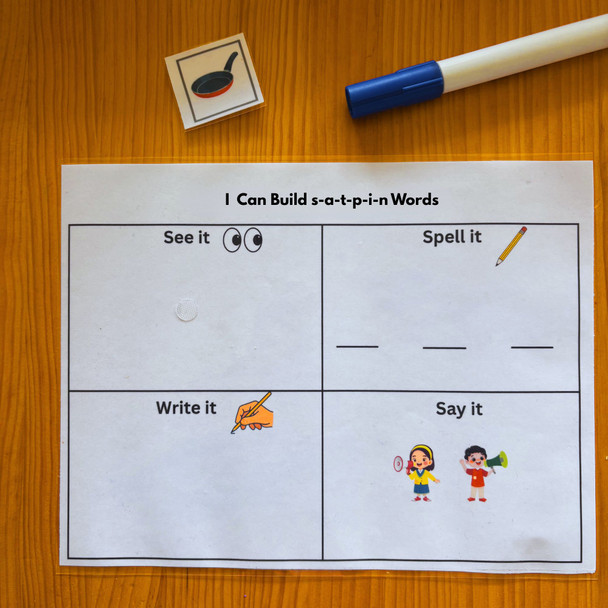 SATPIN Phonics CVC Word Building Blending Activity Mat - Segmenting Sounds Board