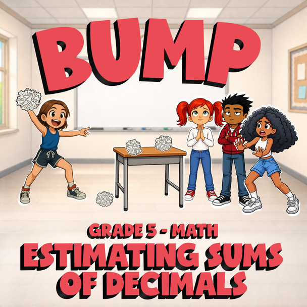 Estimating Sums of Decimals BUMP Math Game - No Prep Grade 5 Review Activity