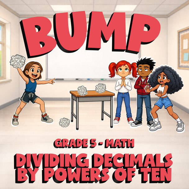 Dividing Decimals by Powers of Ten BUMP Math Game - No Prep Grade 5 Review