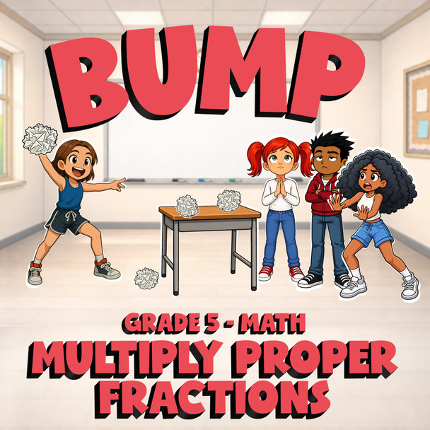 Multiply Proper Fractions BUMP Math Game - No Prep Grade 5 Review Activity