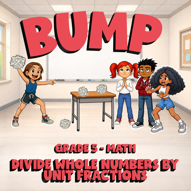 Divide Whole Numbers by Unit Fractions BUMP Math Game - No Prep Grade 5 Review