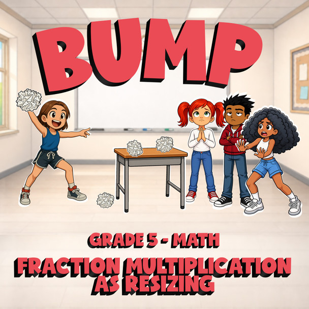 Fraction Multiplication as Resizing BUMP Math Game - No Prep Grade 5 Review