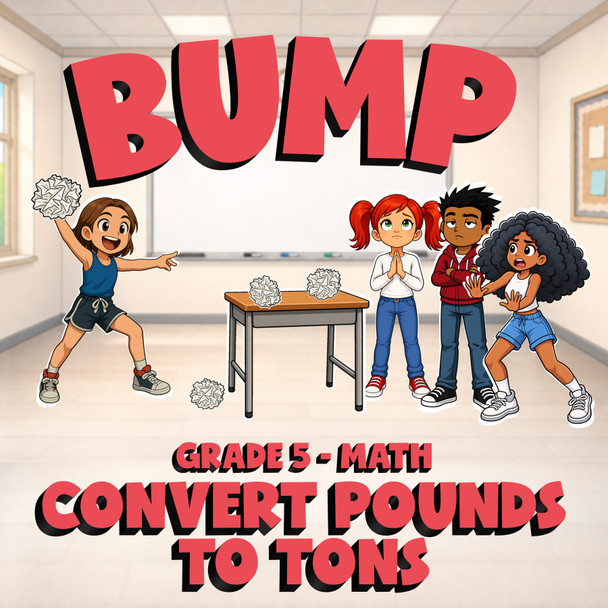 Convert Pounds to Tons BUMP Math Game - No Prep Grade 5 Review Activity