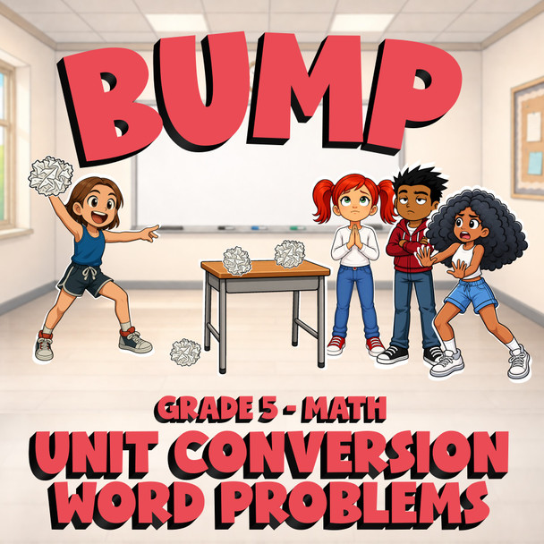 Unit Conversion Word Problems BUMP Math Game - No Prep Grade 5 Review Activity