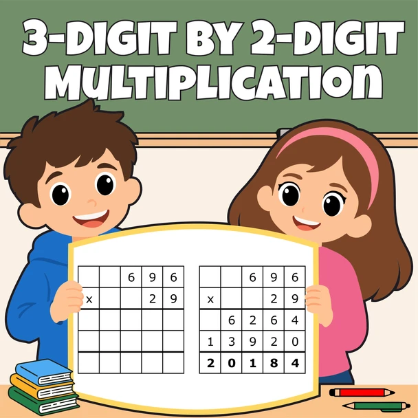 3-Digit by 2-Digit Multiplication Practice Worksheets, Printable Math PDF with Answer Keys