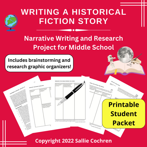 Writing a Historical Fiction Story (Narrative Writing & Research Project), Printable PDF, Grades 6-8