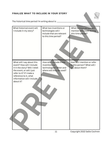 Writing a Historical Fiction Story (Narrative Writing & Research Project), Printable PDF, Grades 6-8