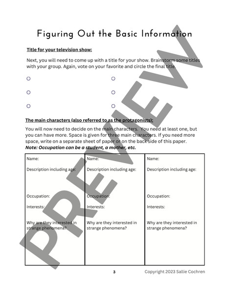 Script Writing Group Activity: Writing a Suspenseful TV Show Script (6-8)