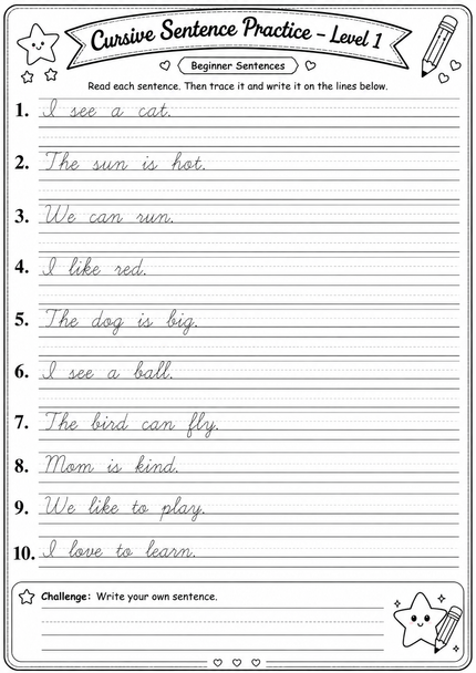 Cursive Handwriting Workbook for Kids A–Z Letter, Word & Sentence Practice
