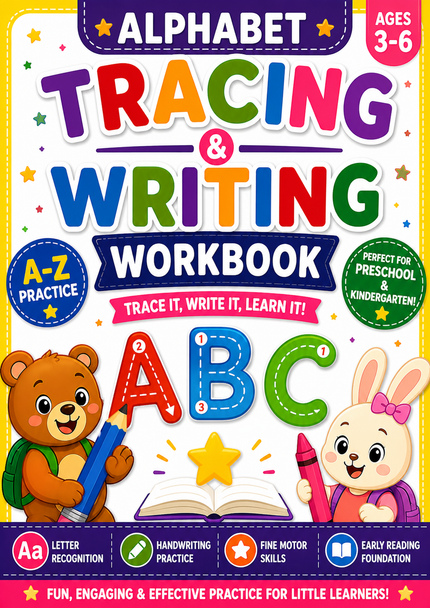 Alphabet Tracing Worksheets A–Z Letter Writing Practice Workbook Handwriting