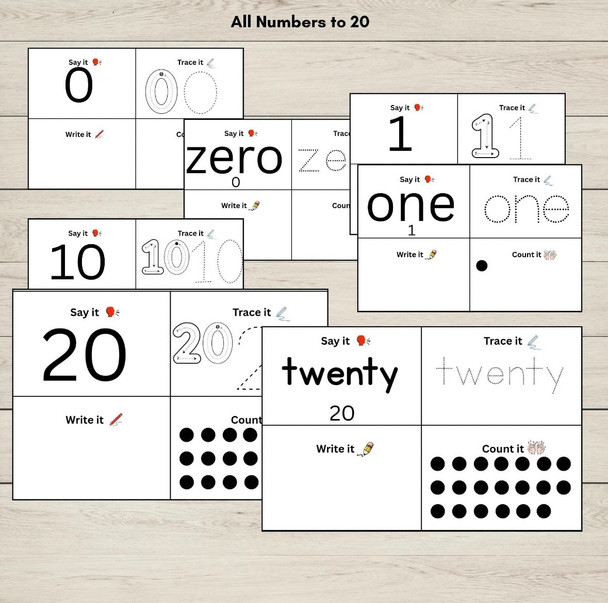 Numbers to 20 Activity Mats | Count & Write Number Words Tracing Practice Boards