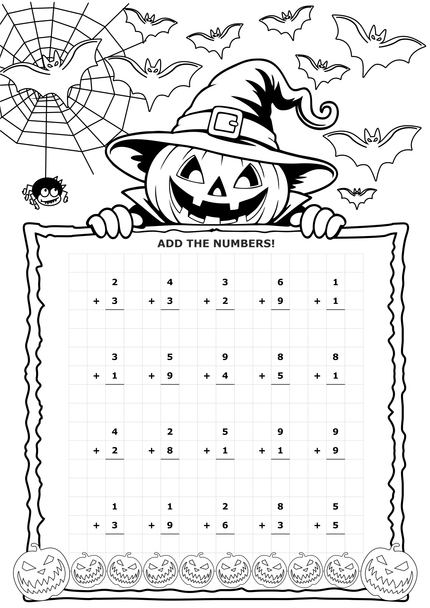 Halloween Addition Worksheets | 1-Digit Addition, 20 Printable Math Activities