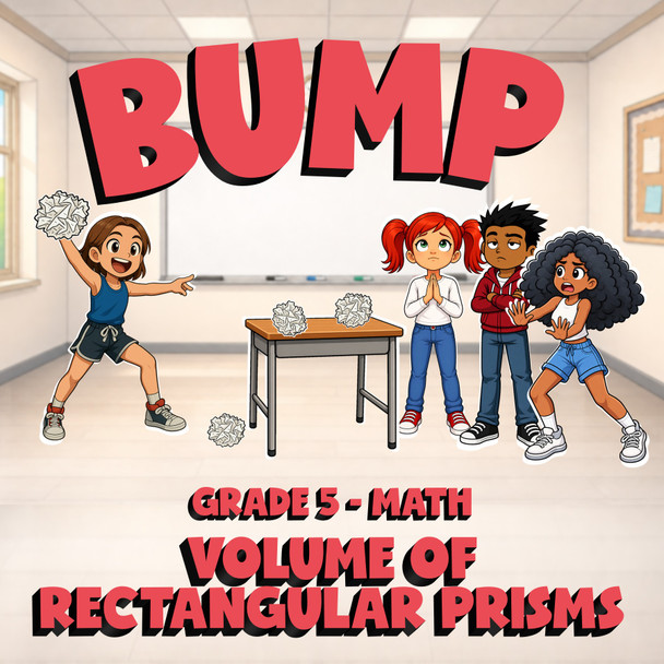 Volume of Rectangular Prisms BUMP Math Game - No Prep Grade 5 Review Activity