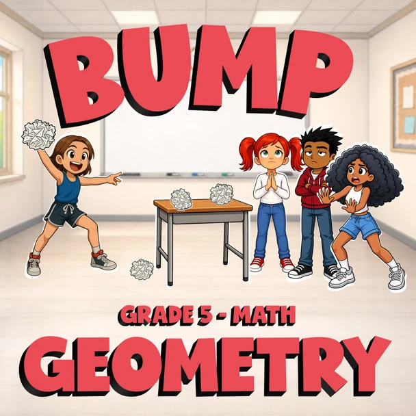 Geometry BUMP Math Game - No Prep Grade 5 Review Activity