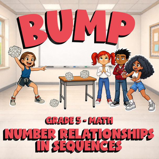 Number Relationships in Sequences BUMP Math Game - No Prep Grade 5 Review