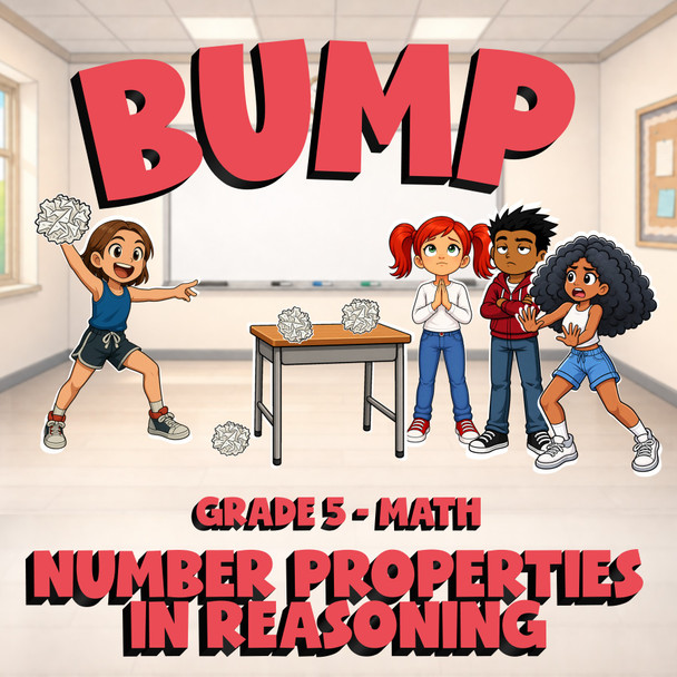 Number Properties in Reasoning BUMP Math Game - No Prep Grade 5 Review Activity